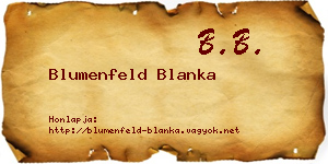 Blumenfeld Blanka névjegykártya